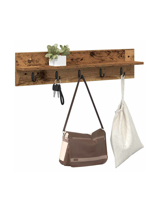 vidaXL Wooden Wall Hanger Brown 80x18x10.5cm 1pc