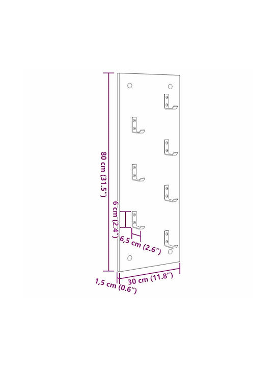 vidaXL Κρεμάστρα Τοίχου Ξύλινη Γκρι 30x1.5cm