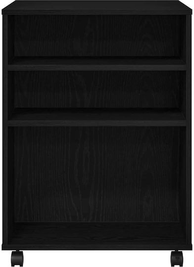 Masă Laterală Rectangulară Din Lemn Cu Roți Neagră L60xL53xÎ72.5cm