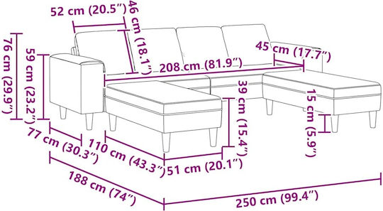 Τετραθέσιος Υφασμάτινος 250x188x76εκ.