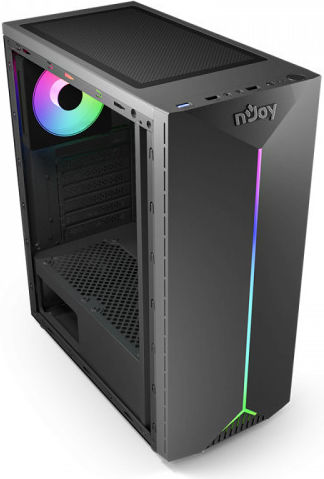 NJOY Anil Gaming Middle Tower Carcasă Calculator cu Fereastră Laterală și Iluminare RGB Negru
