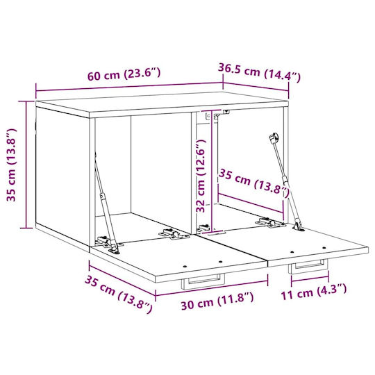 vidaXL Ντουλάπι Μπάνιου 60x36.5x35cm Δρυς