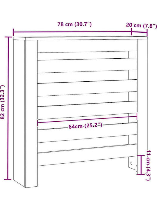 vidaXL Black Particleboard Radiator Cover 78x20x82cm