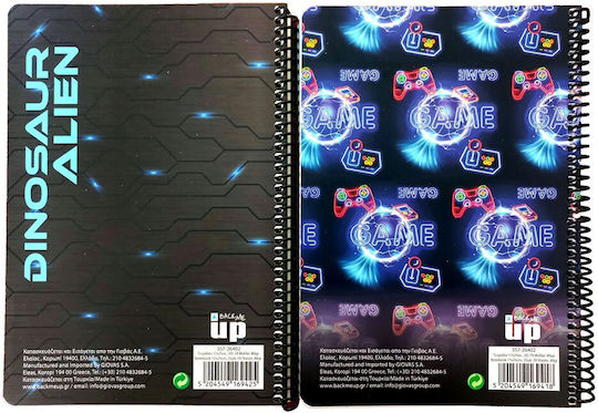 Back Me Up Τετραδιο Σπιραλ 2 Θεματων 17χ25 Neon Game Dinosaur 357-26402