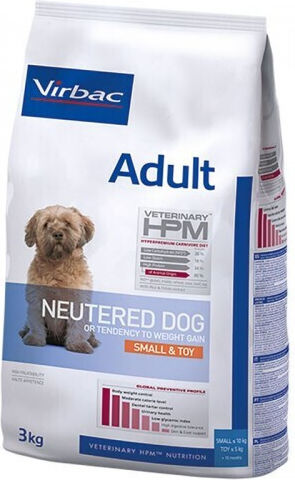 Virbac 3kg Dry Food Diet for Adult Neutered Small Breed Dogs with Pork, Chicken, Rice, Poultry and Potatoes