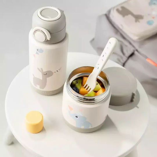 Done by Deer Kids Water Bottle Thermos Stainless Steel with Screw Cap Non Spill Beige 340ml