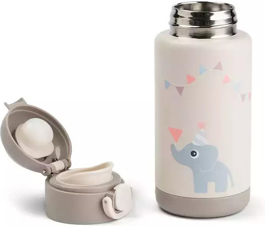 Done by Deer Kids Water Bottle Thermos Stainless Steel with Screw Cap Non Spill Beige 340ml