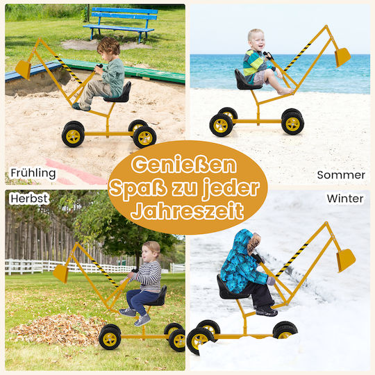 Kids Ride On Excavator Foot-to-Floor with Pedal Yellow