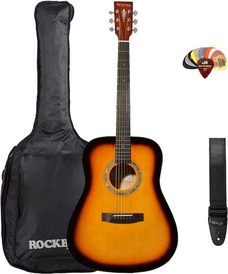 Chitară Acustică Memphis M-20 Sb Set Premium cu Husă, Curea și Pene