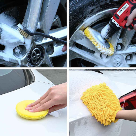 vidaXL Perii de Curățare pentru Materiale plastice pentru interior - Tabloul de bord Auto 19buc