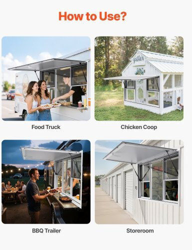 Vevor 152x92 Cm Concession Stand Serving Window Food Truck Service Awning