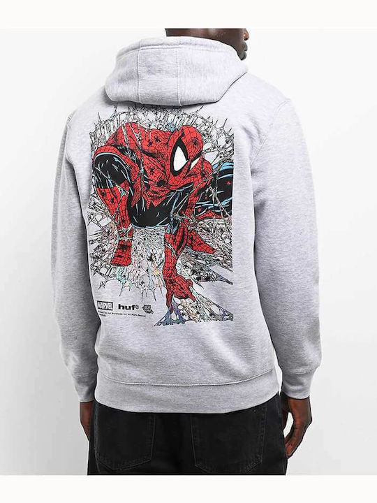 Huf X Marvel Spider-Man Arachknight Fz Men's Heather Gray Sweatshirt Pf00824-Grey Huf X Marvel Spider-Man Arachknight Fz Men's Heather Gray Sweatshirt Pf00824-Grey