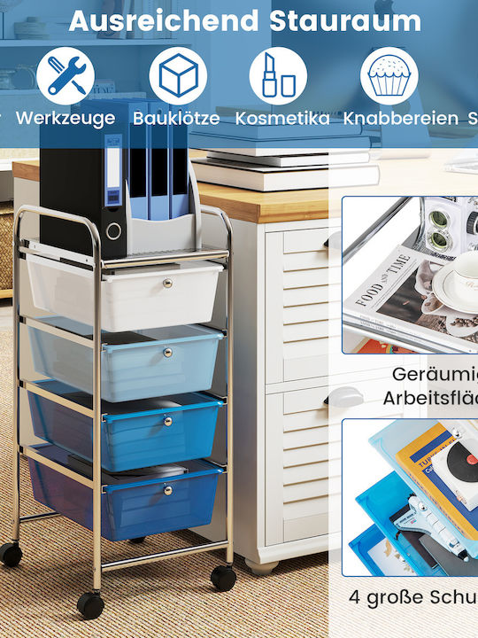 Costway Kitchen Trolley Plastic Blue 37x32x76cm