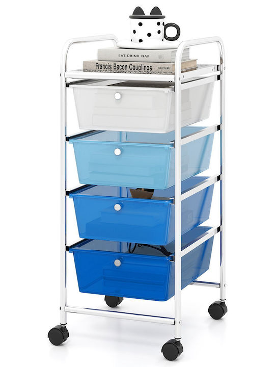 Costway Kitchen Trolley Plastic Blue 37x32x76cm
