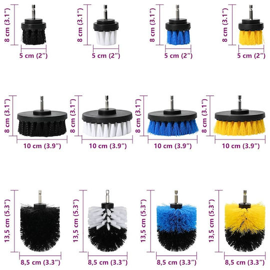 Vidaxl Soft Hard Cleaning Brush Set 12 Pieces 12 Pcs
