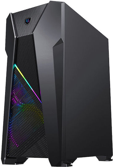 Aqirys Canopus Gaming Midi Tower Κουτί Υπολογιστή με Πλαϊνό Παράθυρο και RGB Φωτισμό Μαύρο