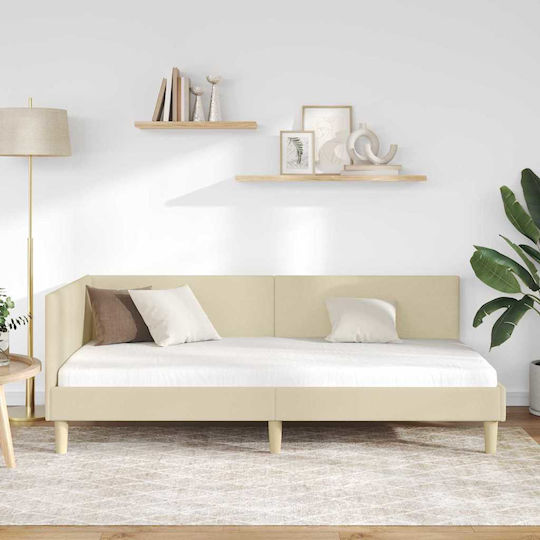 vidaXL Einzelbett Beiges Stoff mit Lattenrost für Matratze 100x200cm