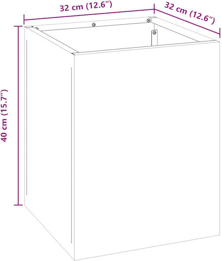 vidaXL Topf Metallisch Black 32x32x40cm.