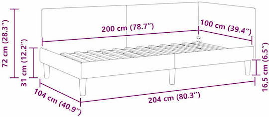 vidaXL Einzelbett Beiges Stoff mit Lattenrost für Matratze 100x200cm