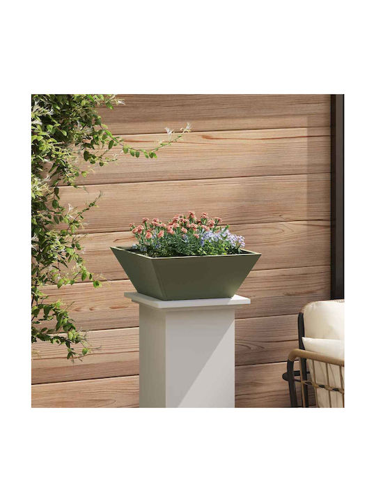Vidaxl Metal Planter Olive Metal 40 x 40 x 15 cm Rectangular Olive