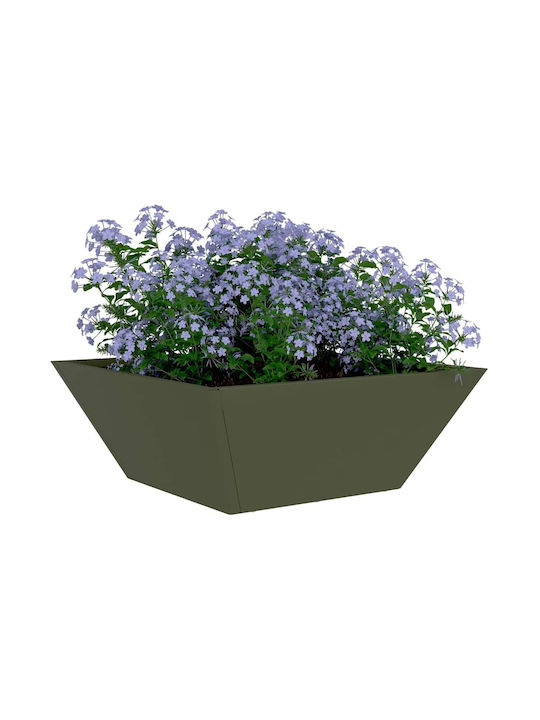Vidaxl Metal Planter Olive Metal 40 x 40 x 15 cm Rectangular Olive