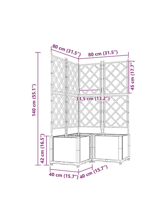 Garden Planter Grid 3 Pcs Black 80x80x143 cm