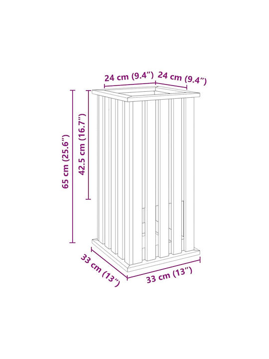 vidaXL Саксия За Цветя Дървена Кафява 33x33x65см