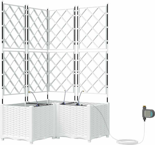 vidaXL Комплект 3 Пластмасови Саксии За Цветя Бели 80x142см