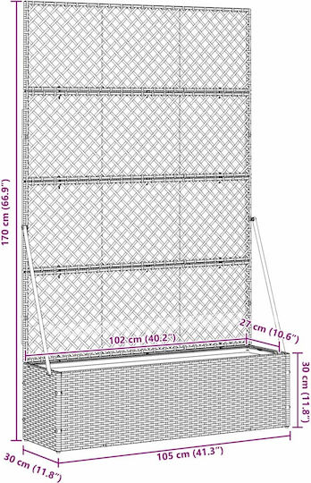 vidaXL Plastic Planter Box Black 105x30x170cm