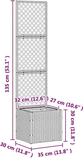 vidaXL Пластмасова Черна Кутия За Саксии 35x30x135см