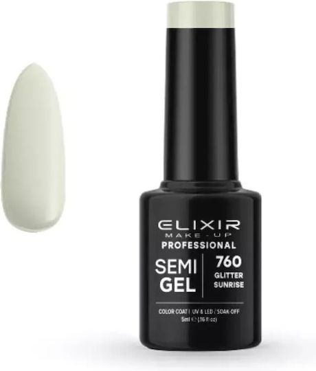 Elixir Semi Gel Ημιμόνιμο Βερνίκι Νυχιών Glitter Sunrise 760 με Glitter 5ml