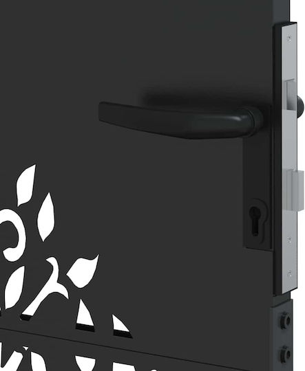 vidaXL Μεταλλική Πόρτα Φράχτη σε Μαύρο Χρώμα 1.25x1.05m