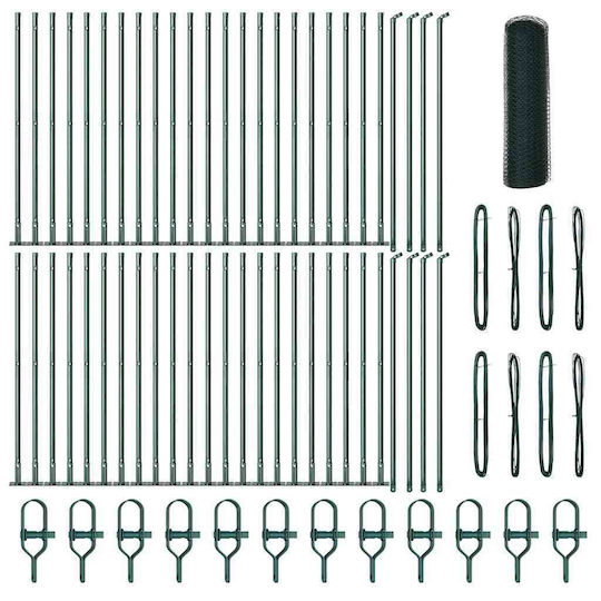 vidaXL Material pentru Împrejmuire Grădină din Oțel 50x50buc 1buc Green