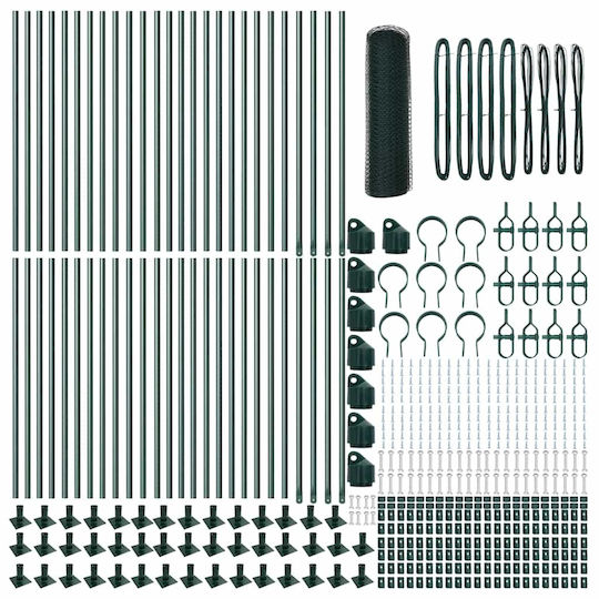 vidaXL Material pentru Împrejmuire Grădină din Oțel 50x50buc 1buc Green