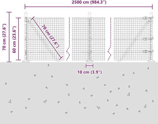vidaXL Wire Fencing Galvanized Set Green 0.6x25m