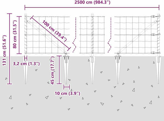 vidaXL Συρματόπλεγμα Γαλβανιζέ Γκρι 0.8x25m