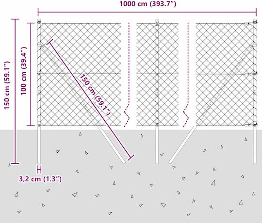 vidaXL Wire Fencing Galvanized Set Gray 1x10m