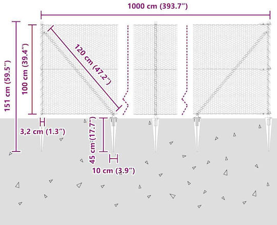 vidaXL Drahtgeflecht Verzinkt Grün 1x10m