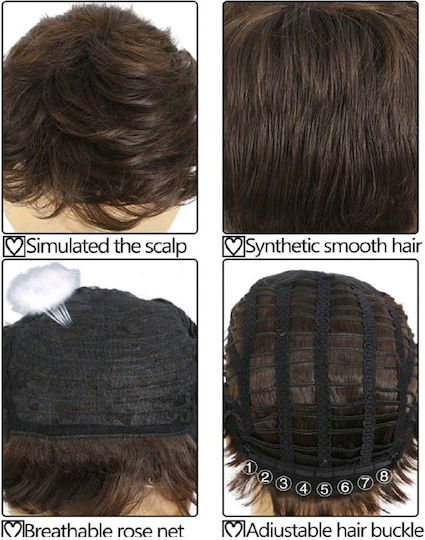 Men's Wig Synthetic High Quality Chestnut 8 Inches