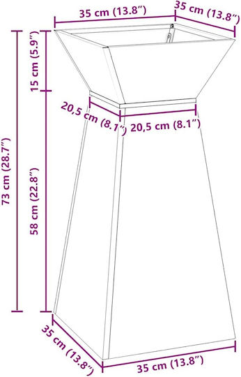 vidaXL Βάση Γλάστρας Ασημί 35x35x73εκ.
