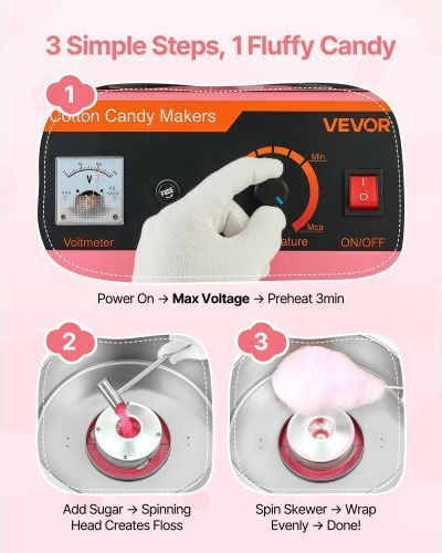 Vevor Commercial Cotton Candy Machine 1000W 38x3500cm