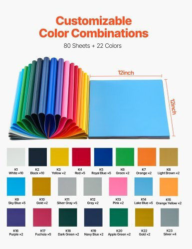 Vevor Vevor Heat Transfer Vinyl 80 Sheets