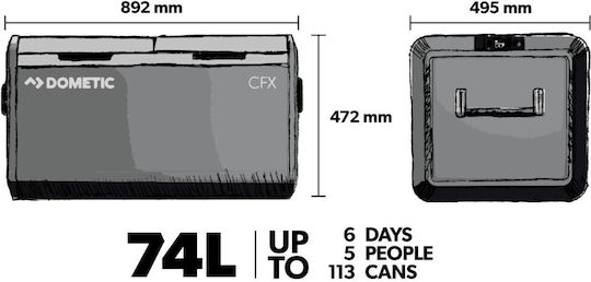 Dometic Coolfreeze Cfx3 75dz Portable Fridge 75lt 12V 24V Black