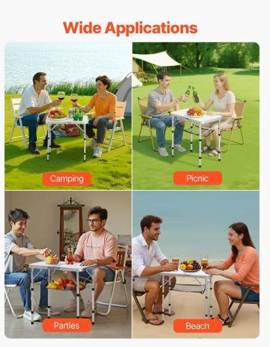 Vevor Τραπέζι Αλουμινίου για Camping Πτυσσόμενο Ασημί