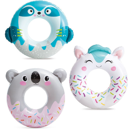 Intex Kinder Schwimmring Cute Animal Tubes mit Durchmesser 84cm. ab 8 Jahren Weiß Katze