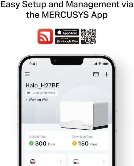 Mercusys Halo H27BE BE3600 WiFi Mesh Network Access Point Wi‑Fi 4 Dual Band (2.4 & 5GHz) in Double Kit