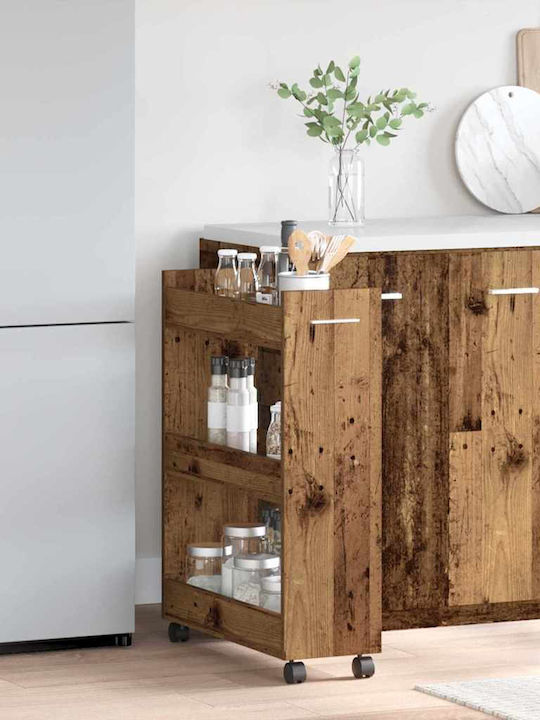 vidaXL Wooden Kitchen Trolley 3 Tiers Brown 60x22x79cm