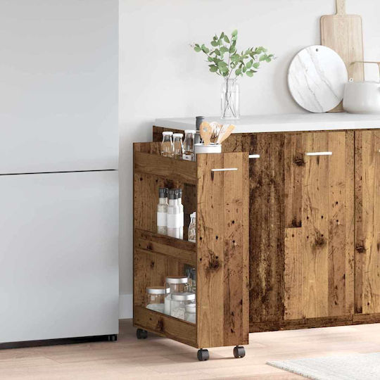 vidaXL Wooden Kitchen Trolley 3 Tiers Brown 60x22x79cm
