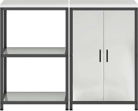 Vidaxl Set Depozitare Bucătărie Raft 2 Buc Argintiu 120 X 50 X 92 Cm