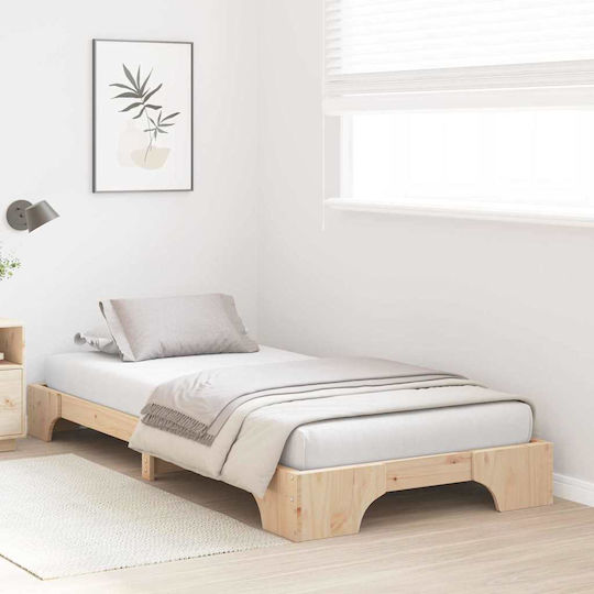 Kinderbett Klassisch Einzeln Beige für Matratze 75x190cm